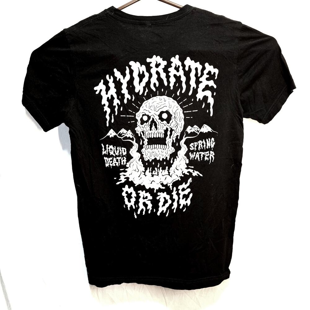 Liquid Death “Hydrate or Die” Skull Graphic Tee Size M